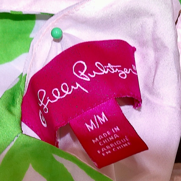 NWOT Lilly Pulitzer Anniversary Bamboo Pattern 3/4 Sleeve Low Cut Back Lined SzM - Picture 7 of 8